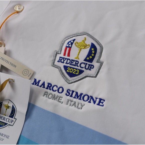 RARE Peter Millar Mens XL Polo Marco Simone 2023 Ryder Cup White Blue Golf NWT - Picture 5 of 8